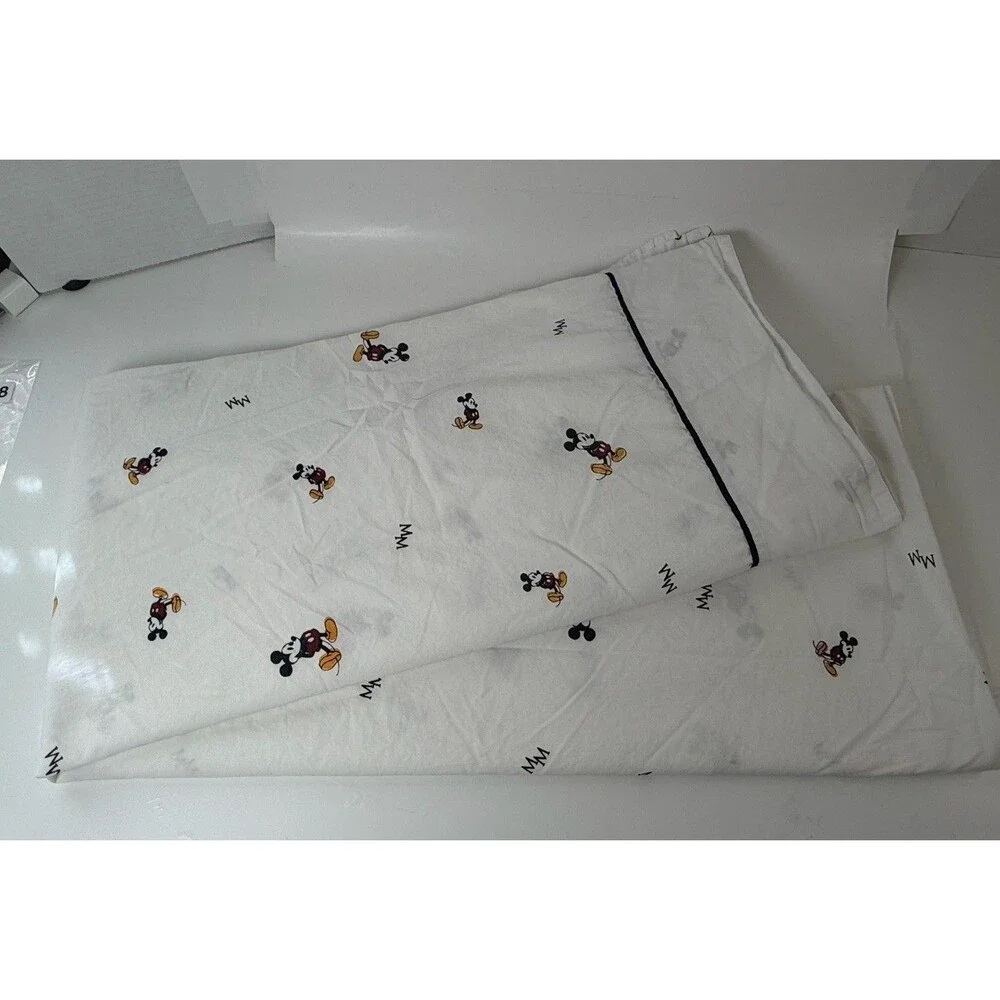 Disney Store Classic Mickey Mouse Queen Flat Sheet 100% Cotton Red/Black/yellow
